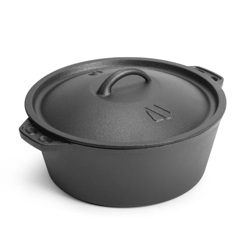 shuoli Pre-Seasoned Cast Iron Dutch Oven Pot With Lid, For Braising, Broiling, Frying, Sourdough Bread Baking, Camping Cookware, BBQ,3 Quart Pan