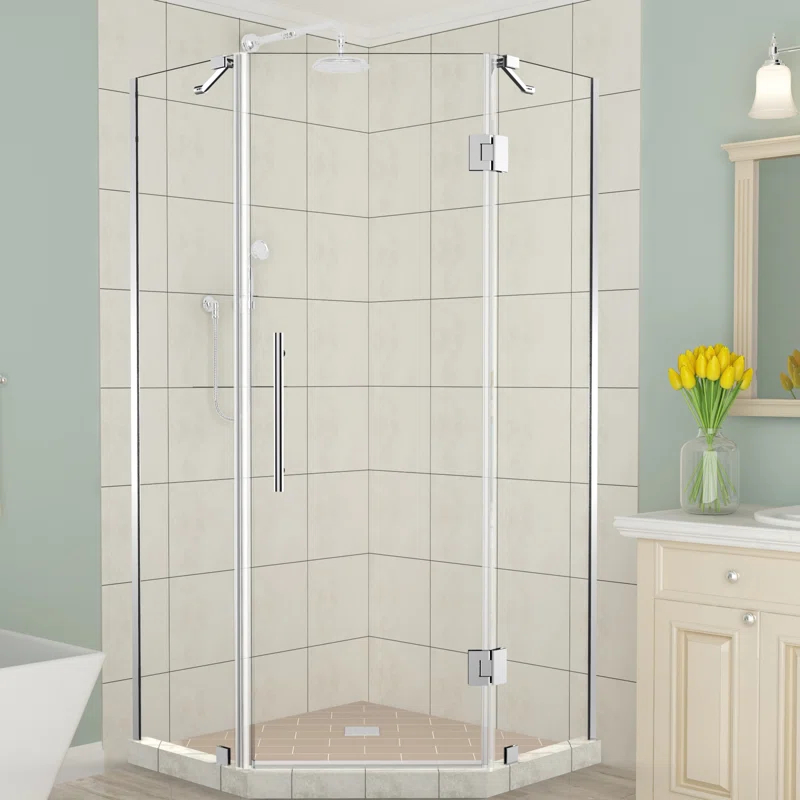 Aston SEN966EZ-CH-34-10 Merrick 34" x 72" Neo Angle Hinged Shower Enclosure