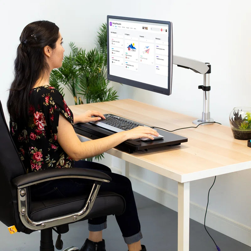 Mount-It! Height Adjustable Standing Keyboard Tray for Desktop, Sit Stand Key Board & Mouse Platform