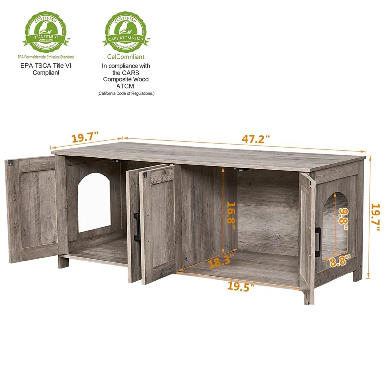 Cat Litter Box Fence For 2 Cats, Hidden Litter Box Furniture