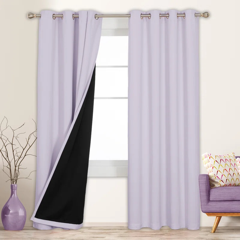 Deconovo 100 Percent Blackout with Liner Grommet Curtain Panel Pair (Set of 2)