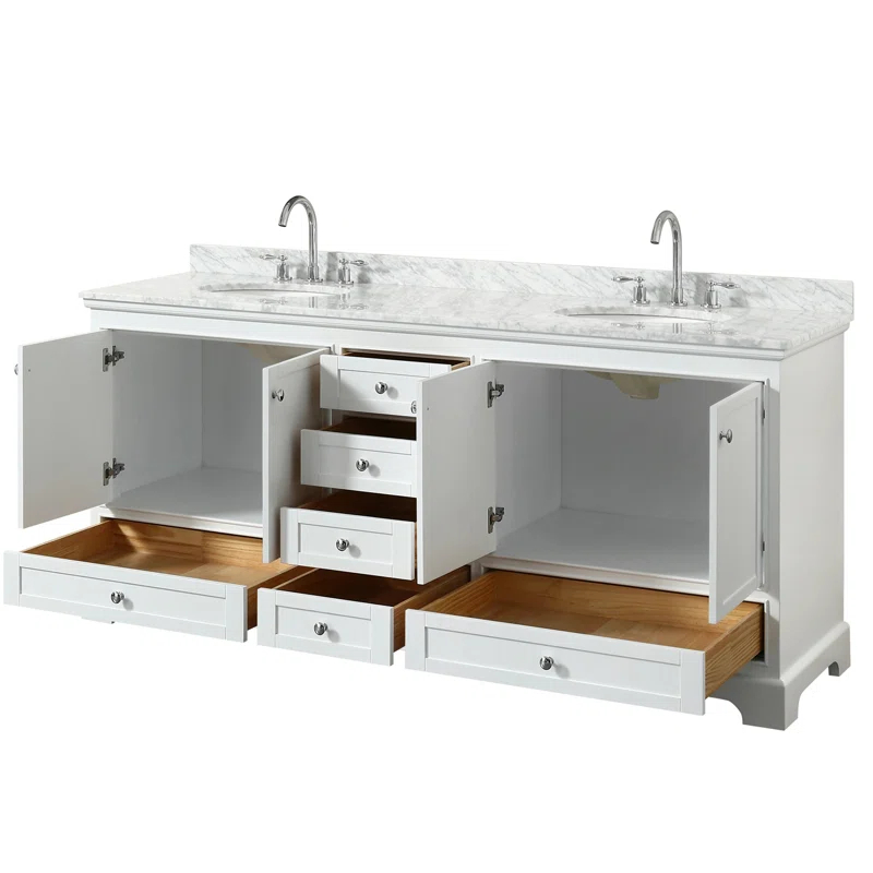 Deborah 80'' Double Bathroom Vanity with Marble Top