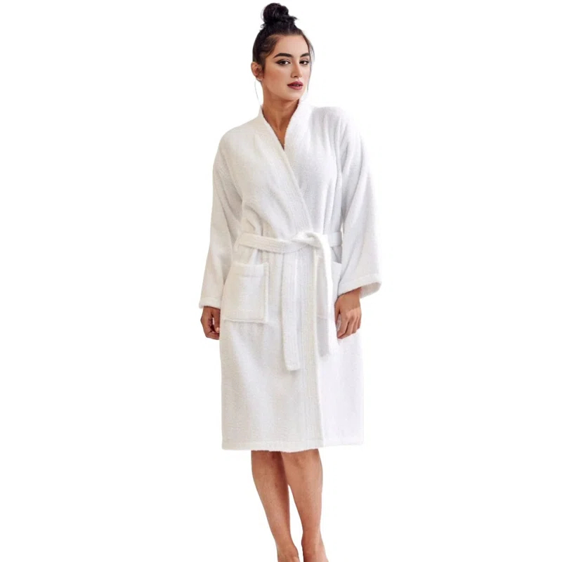 Ingobert Cotton Terry Cloth Mid-Calf Bathrobe with Pockets