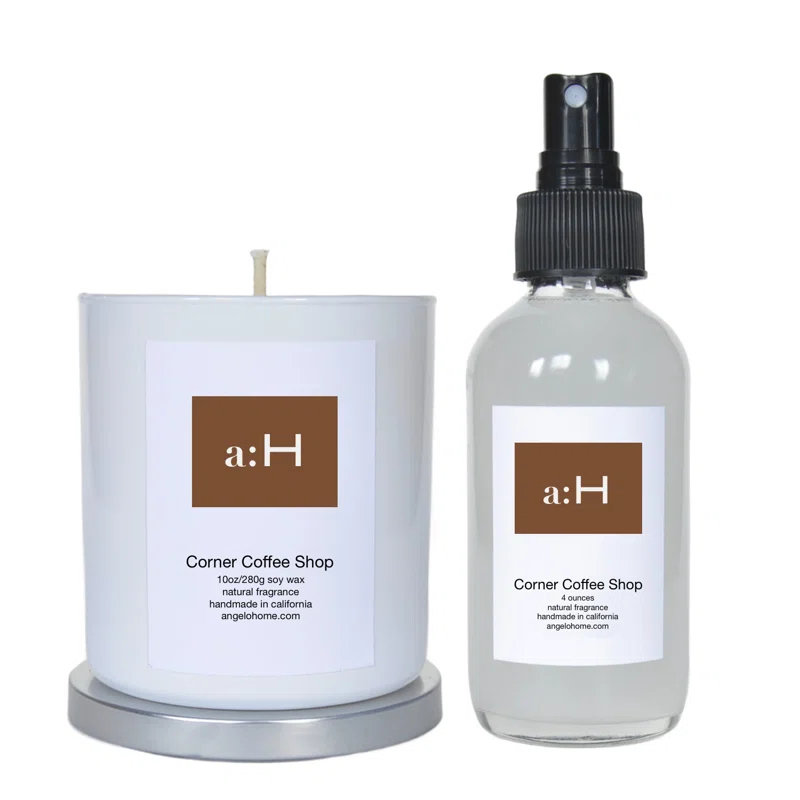 A:H Corner Coffee Shop Scented Candle And Room Spray Candle with Glass Holder