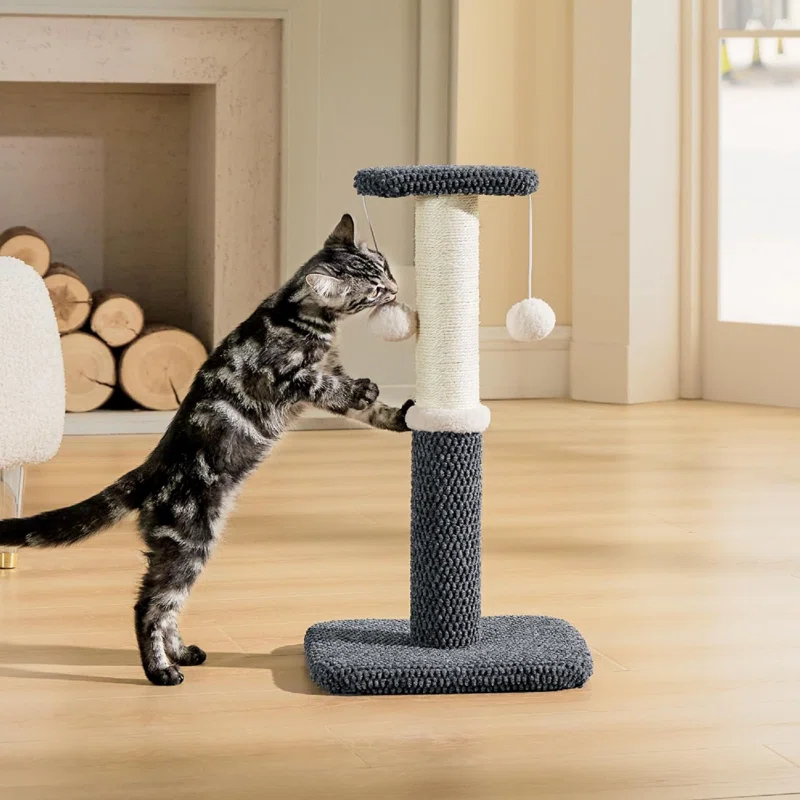 Tall Cat Scratching Post - Premium Sisal Rope Highly Resistant Carpet Scratching Posts For Indoor Cats Adults, Sturdy Large Cat Scratch Pole With Hanging Ball,