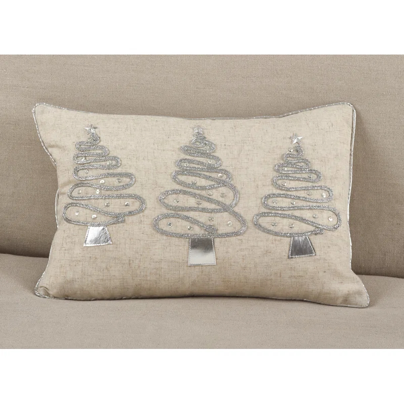Saro Holiday Tree Design Sequined Throw Pillow