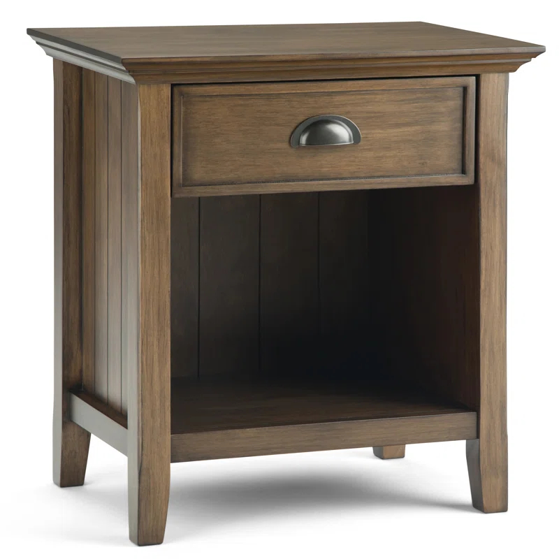 Simpli Home Acadian 24"W 1-Drawer Solid Wood Nightstand with Open Bottom Storage