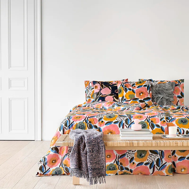Marimekko Rosarium Cotton Pink Duvet Cover Set
