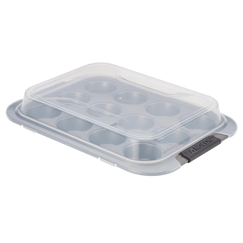 Anolon Anolon Advanced Bakeware Nonstick Muffin Pan with Lid, 12-Cup, Graphite