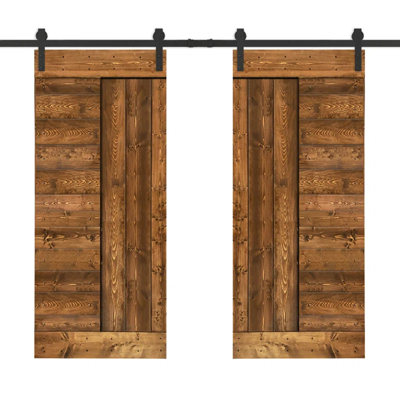Calhome 84'' Solid Wood Paneled Painted with Installation Hardware Kit Barn Door