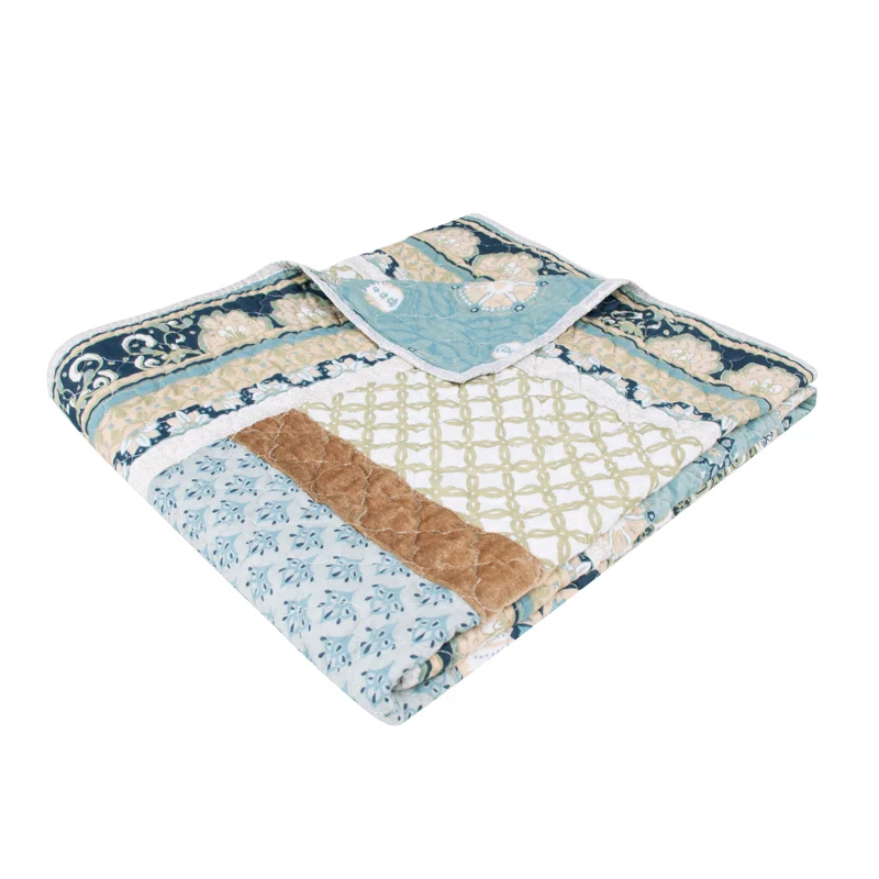 Greenland Home Fashions Thalia Embellished Reversible Quilted Cotton Throw