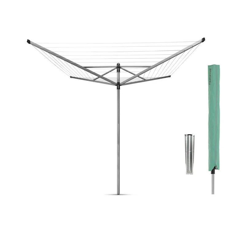 Brabantia Brabantia Lift-O-Matic Outdoor Clothesline 197 Feet (60m) of Drying Space, with Metal Ground Spike and Protective Cover
