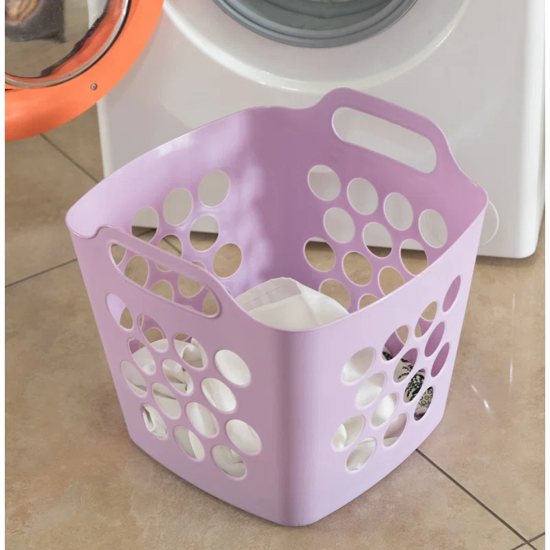 Rebrilliant Flexible Plastic Carry Laundry Basket Holder Square Storage Hamper with Side Handles