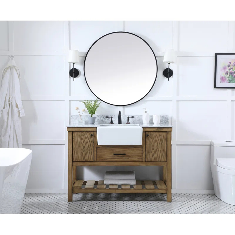Elegant Kitchen and Bath Elegant Kitchen and Bath 42 Inch Single Bathroom Vanity in Driftwood with Backsplash
