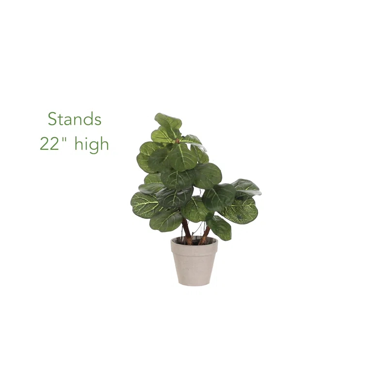 Gracie Oaks 22'' Faux Fiddle Leaf Fig Plant in Planter
