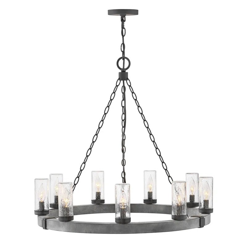 Hinkley Sawyer 30" Nine-Light 12v Outdoor Candle Chandelier - LEDs Included