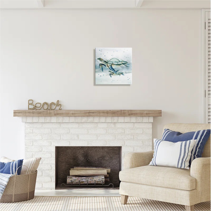 Stupell Industries " Baby Sea Turtle Bubbles " by Janet Tava