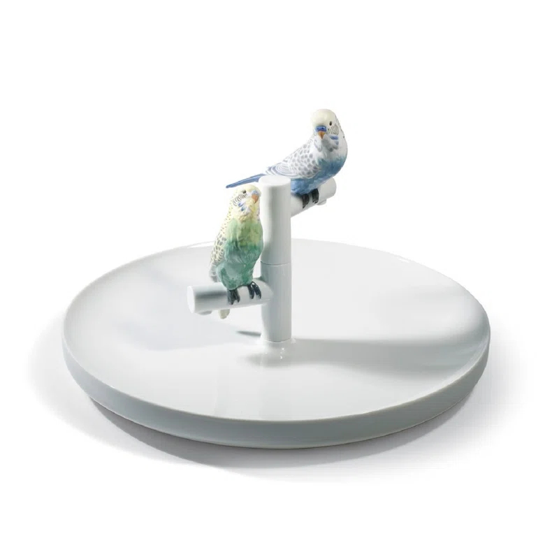 Lladro The Parrot Party Porcelain Contemporary Decorative Plate in White