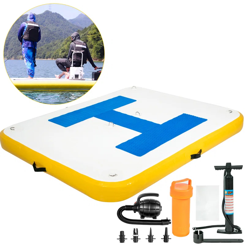 VEVOR VEVOR Inflatable Floating Dock 8 X 5 Ft, Inflatable Dock Platform With Electric Air Pump, Inflatable Swim Platform 6 Inch Thick, Floating Dock 4-6 People, For Pool Beach Ocean