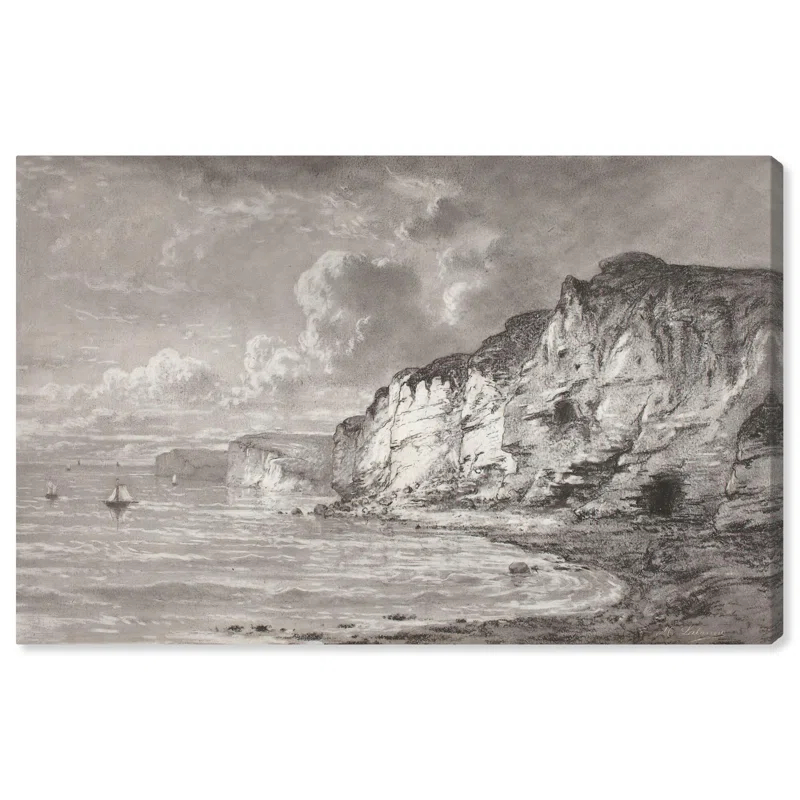 Art Remedy Cliffs along Normandy Coast Canvas Vintage Art Prints by Art Remedy