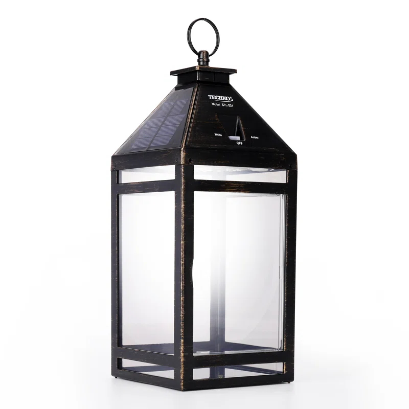 Techko 12.88 Outdoor Vintage Solar LED Lantern with Auto Dawn-to-Dusk Sensor