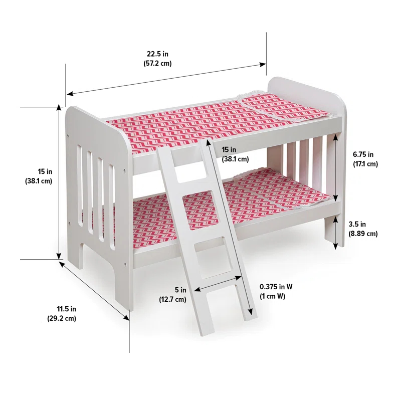 Badger Basket Doll Bunk Bed with Bedding and Ladder