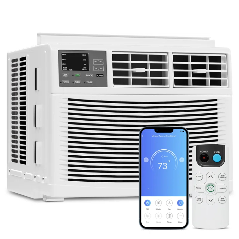 Bring Home Furniture 8000 BTU Smart Window Air Conditioner with WiFi/App Control & Energy Star 24H Scheduling & Remote Included Cools 350 Sq.Ft. for Bedroom Living Room
