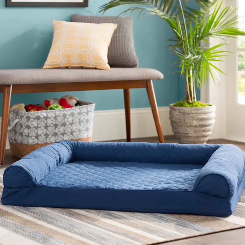 FurHaven Quilted Orthopedic Bolster Sofa Pet Bed