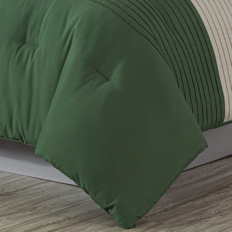 Chezmoi Collection Loft 8-Piece Pleated Stripe Microfiber Comforter Set