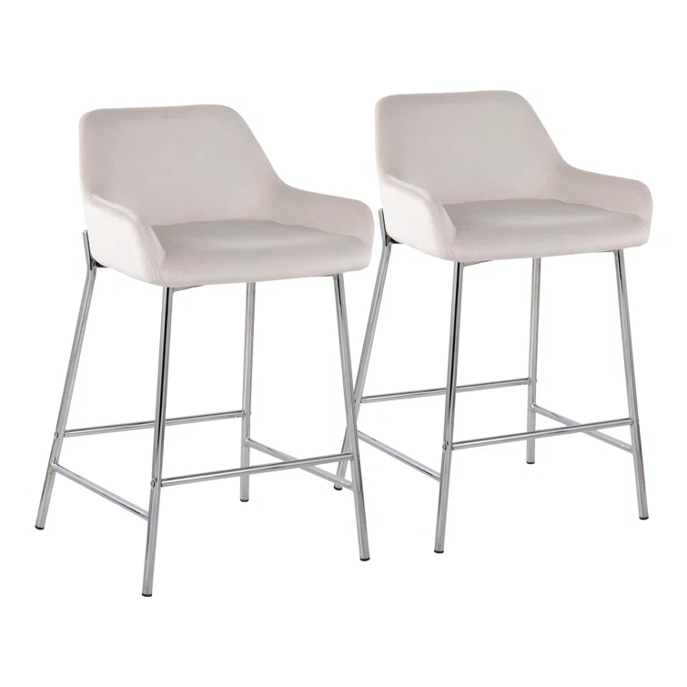 Willa Arlo™ Interiors Cassiopeia Upholstered Counter Stool with Metal Frame (Set of 2)