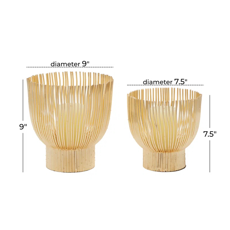 Cosmoliving By Cosmopolitan 2-Piece Cream Metal Candle Holder | Wayfair