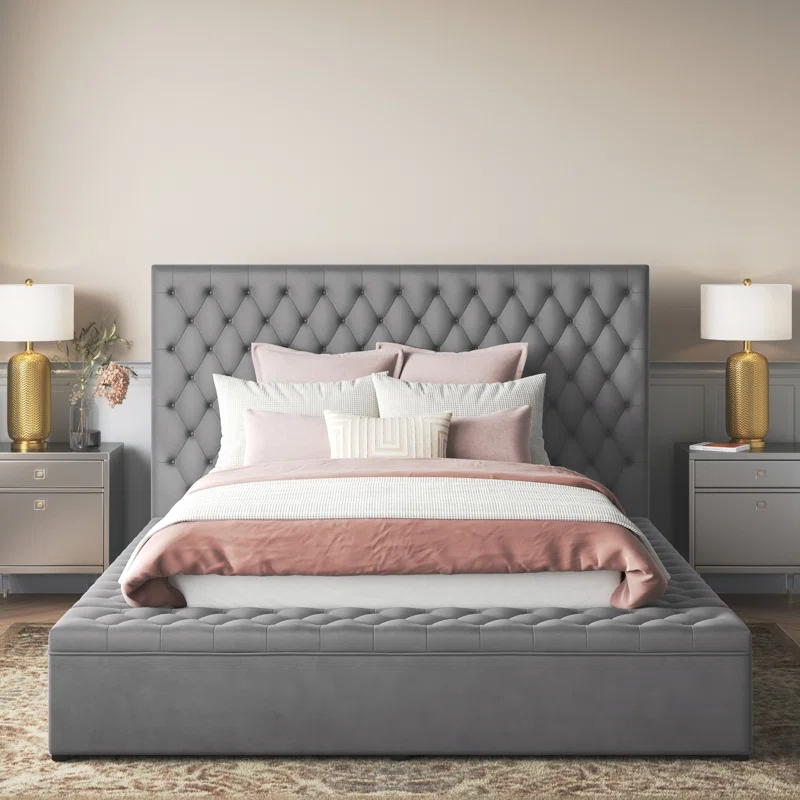 Best Master Furniture Upholstered Panel Storage Bed