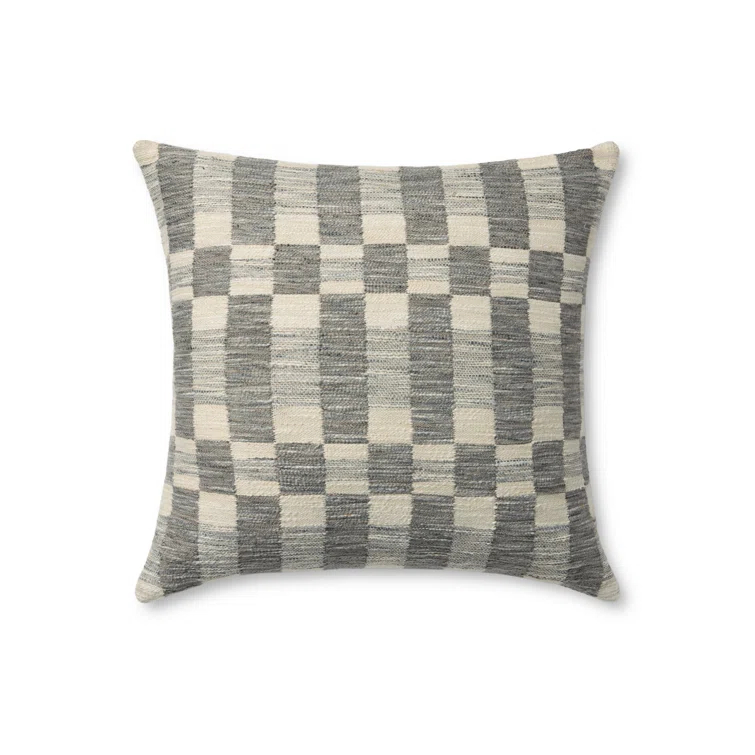 Adams Pillow by Amber Lewis x Loloi - Charcoal and Ivory / 18" x 18" / Polyester