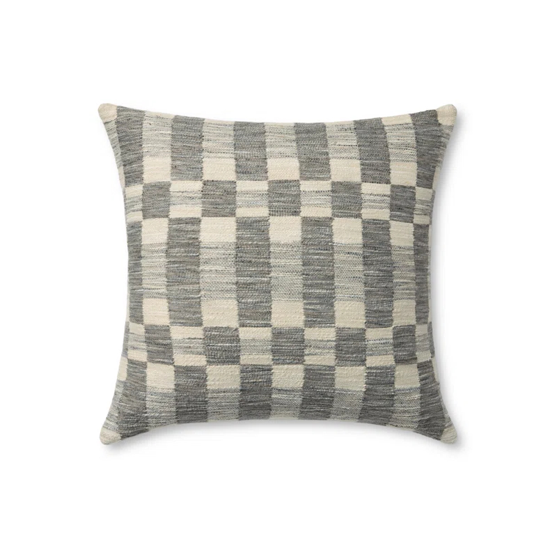 Adams Pillow by Amber Lewis x Loloi - Charcoal and Ivory / 18" x 18" / Down