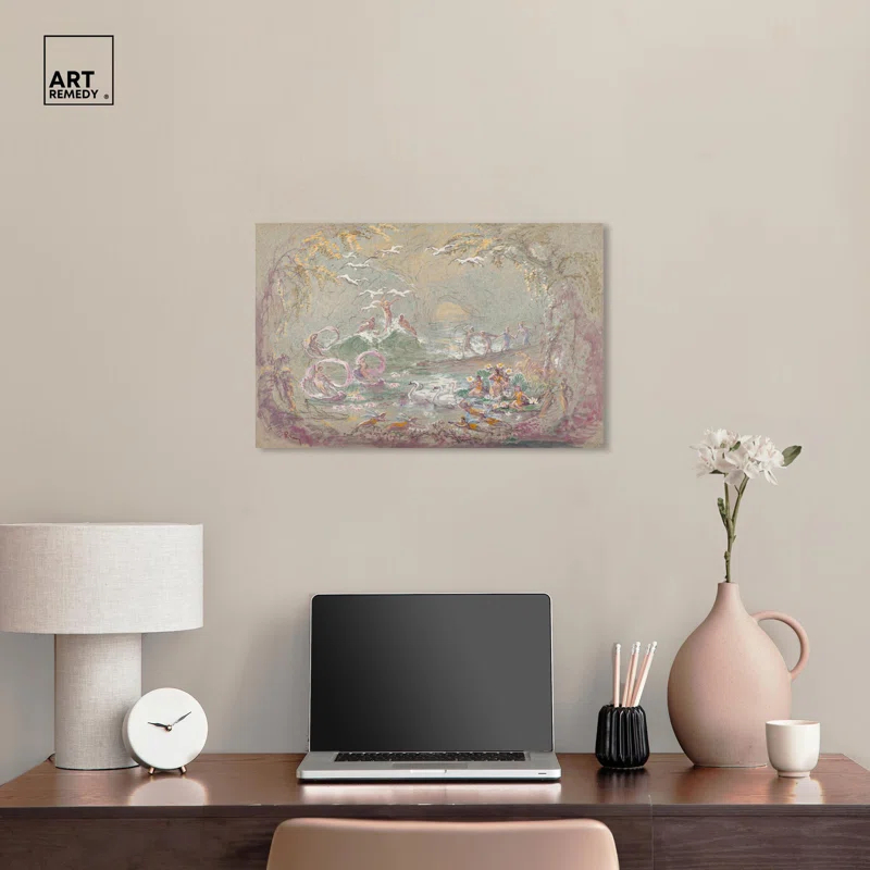 Art Remedy Lake Scene with Fairies Canvas Classic Landscape Art by Art Remedy
