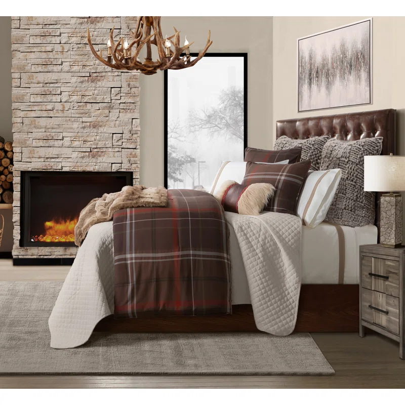 Paseo Road by HiEnd Accents Jackson Brown Red Plaid Western Lodge Modern Rustic Comforter Set