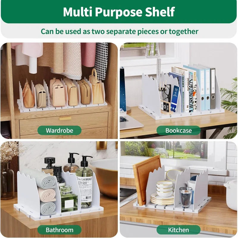 Rebrilliant Adjustable Shelf Divider for Closet, Closet Acrylic Handbag Separators Storage Organizer