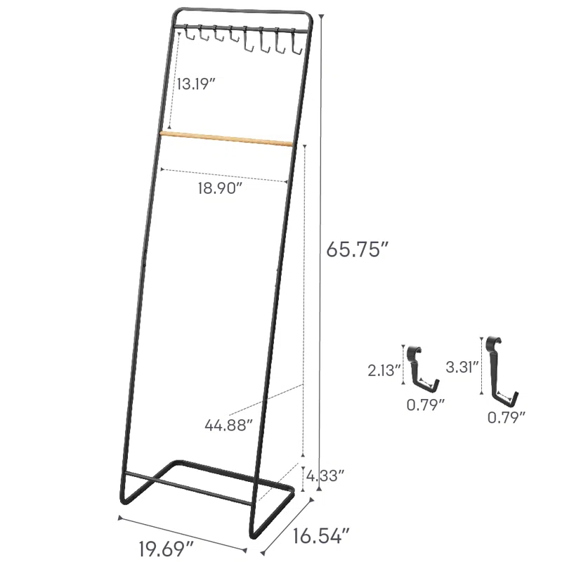 Yamazaki Home Steel 8 - Hook Freestanding Coat Rack