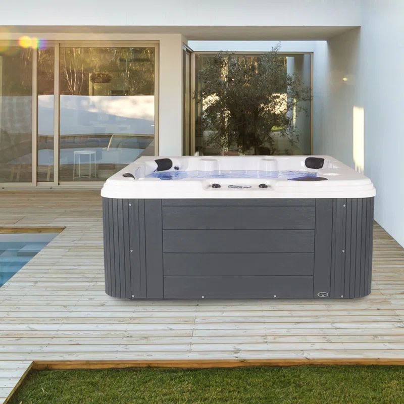 Aqualife® by Strong Spas® Annapolis™ 6-Person 50-Jet Lounger Hot Tub Spa with 2 Pumps, LED Lighting, Stainless Steel Heater and Ozonator, Insulated Cover Included