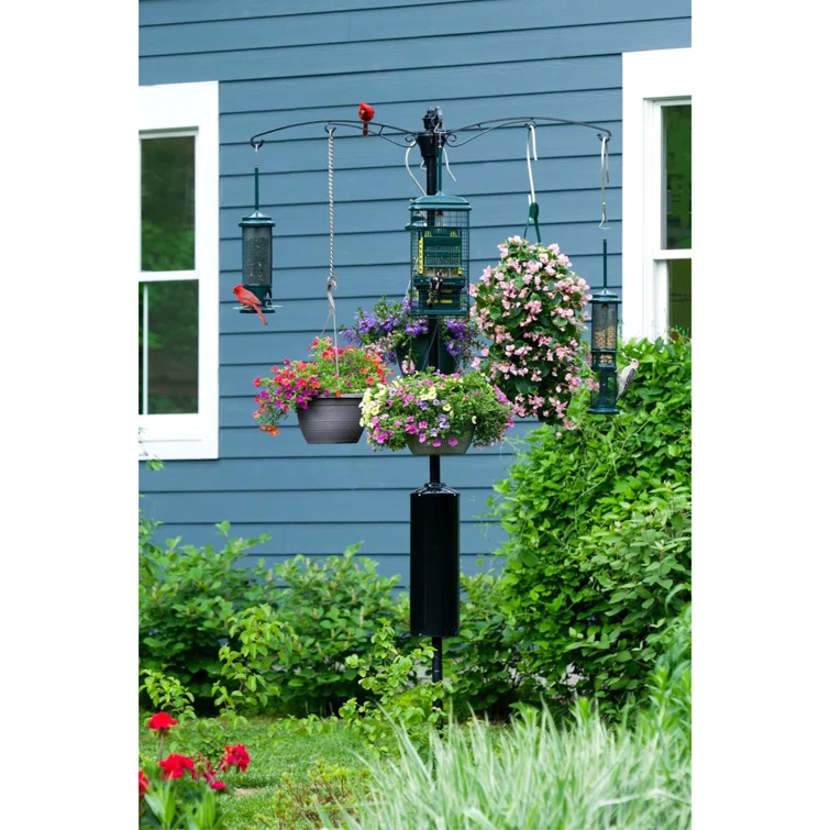 Brome Brome Raccoon Buster Guardian Pole for Bird Feeders, 8ft, Black