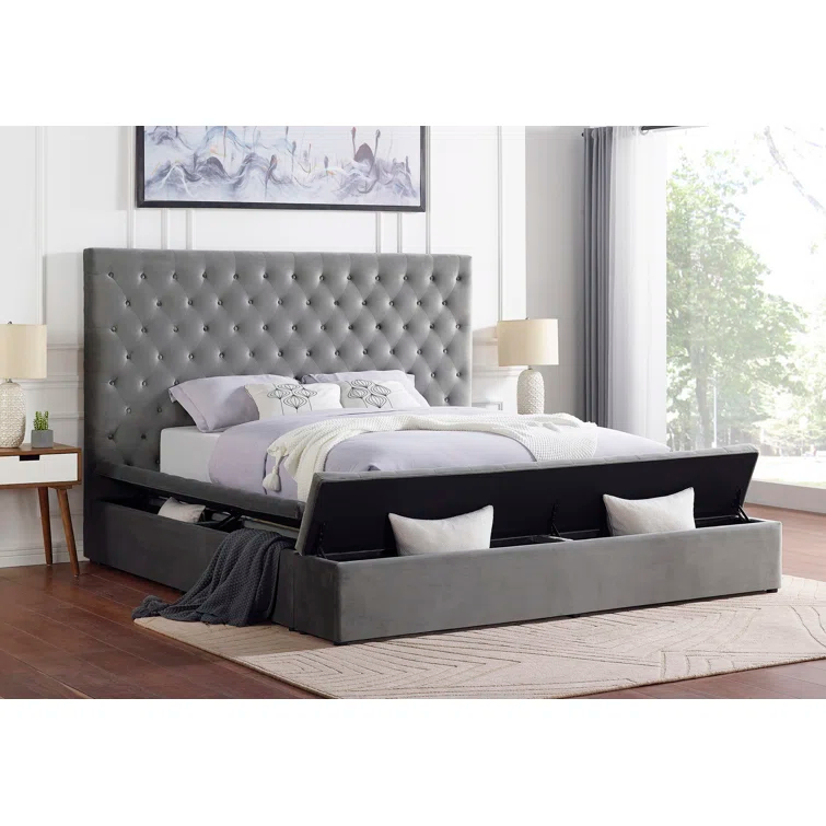 Best Master Furniture Upholstered Panel Storage Bed