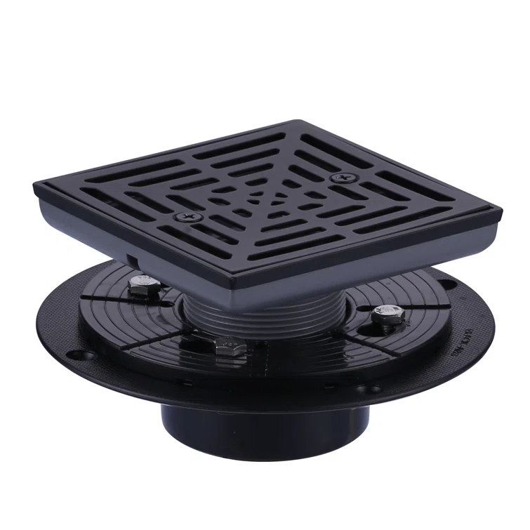 Aleasha 4.5 In. Floor Drain With Square Stainless Steel Screw-Tite Strainer AL-9L05B