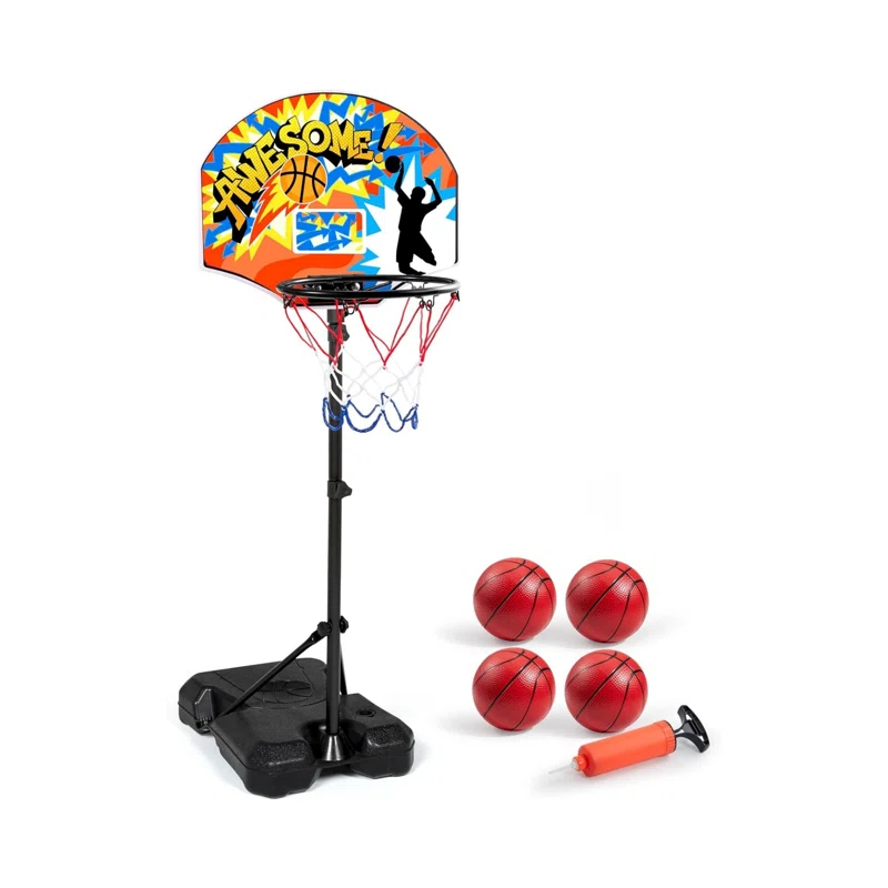 Phantoscope Kids Basketball Hoop, Adjustable Height 2.8 Ft-6.2 Ft Toddler Basketball Hoop For Kids Indoor Outdoor Play Portable Basket Ball For Age 3-8 Gift