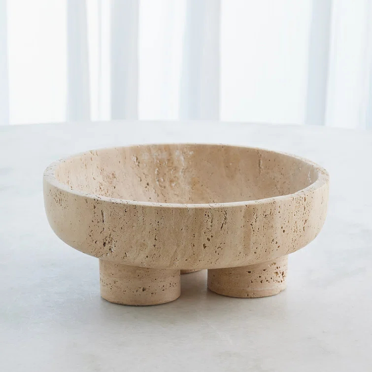Studio A Home Priory Low Bowl-Travertine