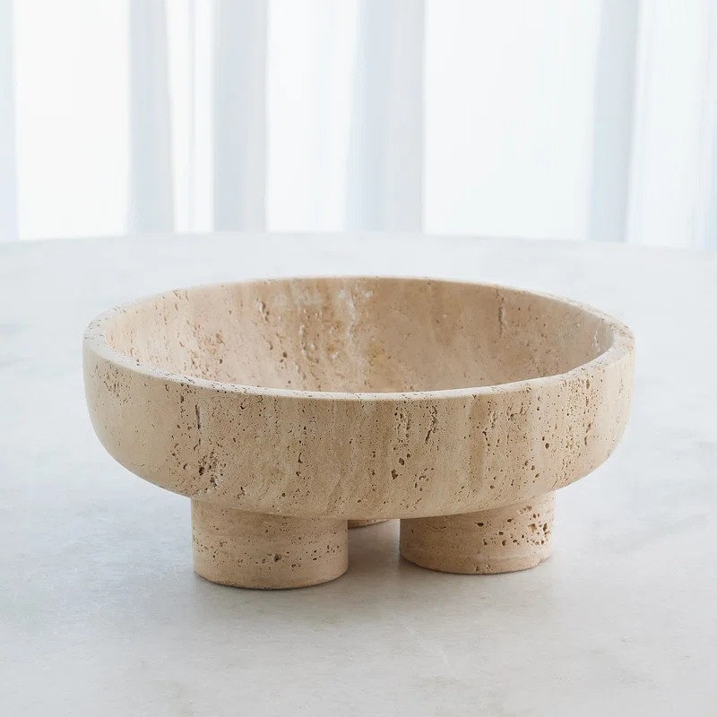 Studio A Home Priory Low Bowl-Travertine