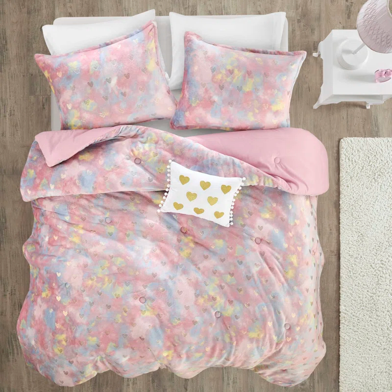 Mi Zone Rosalie Metallic Printed Plush Comforter Set