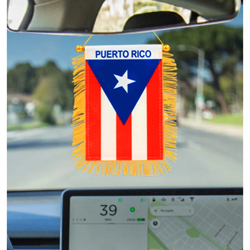 ANLEY Puerto Rico Fringy Window Hanging Flag 4 x 6 in.
