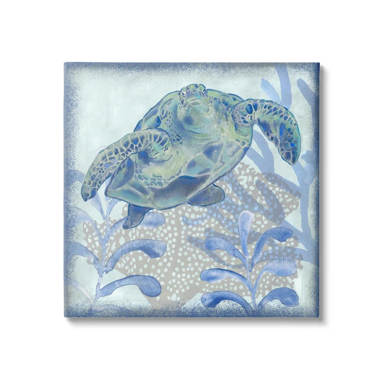 Stupell Industries " Vivid Tortoise Layered Aquatic Plants " by Erica Christopher Painting Print
