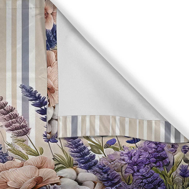 Ambesonne Ambesonne Lavenders Valance Pack of 2 Modern Vertical Stripes Pale Mauve Dark Indigo