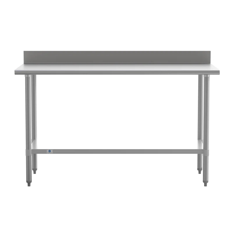 Flash Furniture Commercial Stainless Steel Kitchen Prep and Work Table with Shelf and Backsplash